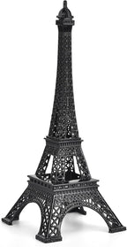 ESHATO Black Metal Eiffel Tower Statue, 10inch Decorative Figurine Replica Stand Holder for Cake Topper Table Decor Gift Party Home Decoration