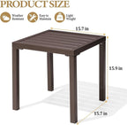 Crestlive Products Outdoor Side Table 1PC - Small Metal Square End Table - Easy to Assemble, Weather Resistant Ideal for Garden, Patio, Poolside, Beach, Balcony, Porch