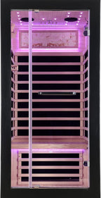 Far Infrared Sauna Home Sauna Indoor 1 Person Hemlock Wood Saunas 1450W 120V with Red Light Bluetooth Speakers 35.4"x35.4"x70.9"