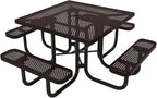 COATEDOUTDOORFURNITURE Heavy-Duty Portable Outdoor Picnic Table with Umbrella Hole, Punched Steel Commercial-Grade Patio Dining Furniture Made in America (46" Square Top, Brown)