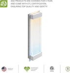 ASD LED 18 Inch Bubble Glass Wall Light Fixture | 22W 520LM 3000-5000K 100-277V | 3CCT, Waterproof, Dimmable, Up-Down Glow, ETL Listed | Exterior Flush Mount Sconce, Outdoor Lighting | White, 2 Pack