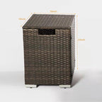 Propane Tank Cover Table for Fire Pits, 20 LB Rattan Propane Tank Holder with Side Handles, Outdoor Tank Storage Side Table for Patio, Gas Griddle, Brown