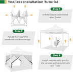 COBIZI 10x10 Heavy Duty Pop Up Canopy with 4 Mosquito Netting Wall, Easy Set Up Commercial Gazebo Party Tent, Outdoor Instant Screen Canopy for Backyard, Patio, Garden, White