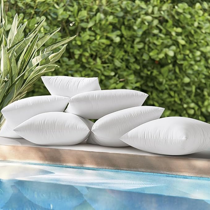 MIULEE Pack of 4 20x20 Inch Outdoor Pillow Inserts Waterproof Decorative Throw Pillow Insert, Square Lumbar Garden Pillow Form for Patio Sofa Couch