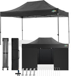COBIZI 10x15 Pop Up Canopy with 4 Sidewall,Heavy Duty Canopy UPF 50+ All Season Wind Waterproof Commercial Outdoor Wedding Party Tents for Parties Gazebo with Carry Bag(10 x 15 ft Black)