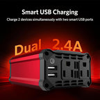 300w Power Inverter DC 12V to AC 110V - vansoet Car Plug Adapter Outlet with 3.4A Dual USB Fast Charging Port - Car Charger Cigarette Lighter Adapter for Phone, Laptop on Road Trip, Aluminum Housing