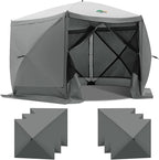 COBIZI 12x12ft Pop up Gazebo on Clearance Screen Canopy Tent for Camping, Camping Outdoor Screened Gazebo with Sidewalls, Portable Hub with Carrying Bag and Ground Stakes, Grey(Upgraded 2.0)