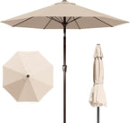 PatioKingdom Auto-Tilt 9FT Patio Umbrella Outdoor with 8 Sturdy Fiberglass Ribs,Market Table Umbrella for Pool,Backyard,Deck and Garden