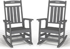 Plawdlik HDPE Rocking Chair,Oversized Outdoor Rocking Chair Set of 2,Patio Rocking Chair All Weather Resistant-Grey