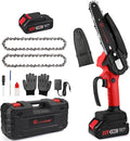 LivingSURE Mini Cordless Rechargeable Chainsaw Kit – 21V Handheld Electric Saw with 2 Batteries, Safety Features & Accessories – Lightweight 6" Bar for Tree Trimming, Firewood & Garden DIY Tasks