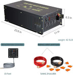 WZRELB 6000W 24V 120V Pure Sine Wave Power Inverter 4 AC Outlets Wired Remote Control,RV, Camping