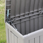 BTEXPERT 80 Gallon Deck Box Outdoor Storage Container with Metal Support Rods for Patio Furniture Garden Tools Cushions Waterproof Lockable UV Resistant Set of 2