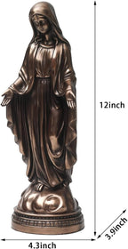 12 Inch Blessed Virgin Mary Decorative Figurine，Catholic Religious Gifts 12 Inch Resin Statue Figurine (Cold Cast Bronze)