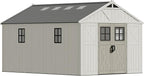 Devoko 10 x 14 FT Resin Outdoor Storage Shed, Extra Large Plastic Shed with Skylight, Floor and Lockable Door, Storage Bike, Tools, Lawn Mower for Garden, Backyard, Patio, Beige