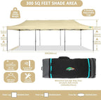 COBIZI 10x30 Pop up Canopy Tent 10x30 Canopy No Sidewall Waterproof Heavy Duty Commercial for Parties Outdoor Garden Gazebo Tent, Carry Bag with Wheel(10x30ft No Sidewalls, Khaki)