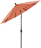 California Umbrella 9' Round Aluminum Market Umbrella, Crank Lift, Push Button Tilt, Black Pole, Sunbrella Dolce Mango
