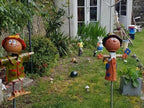 Ceramic Garden Decor - Scarecrow Lawn stake - Outdoor statue - Perfect, unique gifts for gardeners woman, men, yard gifts - Handmade, Frostproof