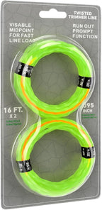 2-Pack 095 Trimmer Line Heavy Duty, Professional Twisted Weed Wacker String for Gas and Electric Grass Trimmer and Brushcutters, Pre-Cut Dual Color 3-section Fast-positioning Twisted Trimmer Line 14FT