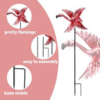 WONDER GARDEN Wind Spinners Outdoor - 2 Pack Small Metal Flamingo Wind Spinner Windmill, Wind Sculpture for Yard Patio Lawn Decor