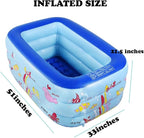 Inflatable Kiddie Pool, 51" x 33" x 21" Higher Kids Swimming Pool for Indoor or Outdoor, Ocean World Inflatable Bathtub with Inflatable Soft Floor, Ball Pit Pool