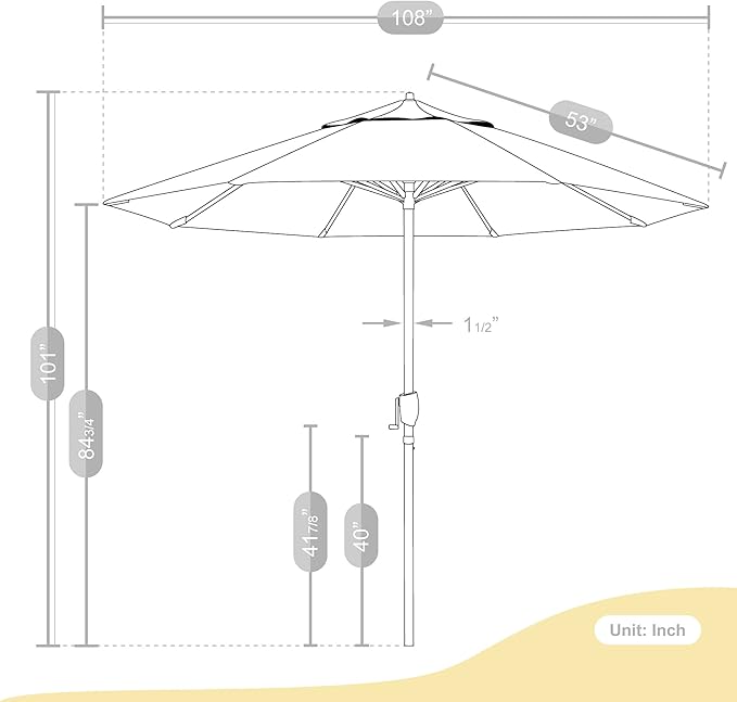 California Umbrella 9' Rd Sunbrella Aluminum Patio Umbrella, Crank Lift, Auto Tilt, Bronze Pole, Natural