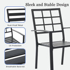Outdoor Dining Chairs Set of 8, Aluminum Frame Stackable Patio Dining Chairs with Armrest, Wrought Iron Patio Bistro Chairs for Lawn, Backyard, Garden, Porch