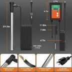 3500W 240V Titanium Fully Submersible Portable Electric Immersion Large Pool Water Heater Waterproof Hot Tub Heater with LCD Thermostat & GFCI Plug, for Swimming Pool, Bathtub, Baptistry, Bucket (OG)