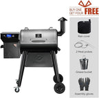 Z GRILLS Wood Pellet Grill Smoker with PID 2.1 Controller, 459 SQ.IN, 450°F Max Temperature, 8 in-1 BBQ Grill, LCD Screen, Meat Probes, Rain Cover, Backyard Camping Bake and Roast, 450E