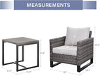 Rilyson Wicker Outdoor Patio Chairs Set - 3 Piece Rattan Patio Furniture Bistro Chairs Set with Waterproof Wicker,Comfortable Cushions and Sturdy Metal Frame for Porch Deck Backyard(Mixed Grey/Beige)