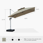 PURPLE LEAF 10ft Cantilever Outdoor Patio Umbrella Large Heavy Duty 360° Rotation Double Top Offset Rectangular Umbrellas for Backyard Deck Pool, Spectrum Sand