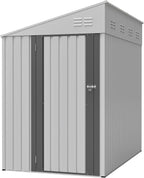 4x8 FT Outdoor Storage Shed,Lean to Lockable Metal Garden Shed Steel with Reinforced Beams,All Weather Waterproof Storage House W/Lockable Door&2 Air Vents,for Backyard,Patio,Lawn,Garden,White