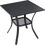 VICLLAX Small Square Outdoor Patio Table, All Weather Metal Outdoor Dining Table for Lawn Garden, 27.5"x 27.5" Patio Table for Outside, Black