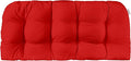 RSH DECOR: Sunbrella Tufted Wicker Loveseat Cushion | 41” x 19" | Water and Fade-Resistant Performance Fabric | Outdoor Settee Cushion for Patio Furniture | Canvas Jockey Red