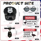 8 Pcs Porch Goose Accessories Porch Goose Sign Goose Police Hat Eyeglasses Ties Danger Guard Goose on Duty Warning Sign Goose Outfits Decor for Yard Porch Lawn