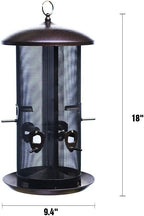 Nature's Rhythm Metal Hopper Bird Feeder, Dual Seed Compartments, 10 Feeding Ports, Holds 10lbs Seed, Attracts Cardinals, Titmice, Nuthatches