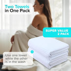Sauna Blanket Insert Towel - 2 Pack Soft White Cotton Waffle - Comfortable and Easy Home Sessions Minimal Cleanup - Super Absorbent Sauna Towel