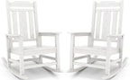 SERWALL Oversized Rocking Chair Set of 2 Outdoor, HDPE Outdoor Rocking Chair Set of 2, White