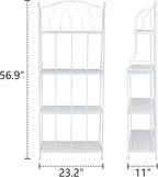 White 4-Tier Plant Stand with French Style Pattern, Indoor Outdoor Flower Shelf for Balcony Patio, Vintage Garden Decor with Lattice Design Plant Holder