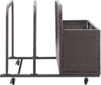 Barton Rolling Toy Caddy All-Wicker Outdoor Patio Furniture Organizer Wicker Box Float Deck Rolling Holder Bench