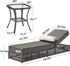 Luxury Outdoor Chaise Lounge Chairs of 4 with 5 Inch Thick Cushions and Side Table - 6 PCS High Back Brown Wicker Rattan Patio Recliners Lounger Furniture Set for Poolside Sunbathing - Grey