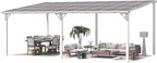 AECOJOY 20' x 12' Gazebo in White, Large Wall Mounted Gazebos on Clearance, Outdoor Patio Lean to Gazebo Metal Awnings for Decks,Patio, Porch, Backyard and More