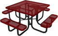 COATEDOUTDOORFURNITURE Heavy-Duty Portable Outdoor Picnic Table with Umbrella Hole, Punched Steel Commercial-Grade Patio Dining Furniture Made in America (46" Square Top, Textured Burgundy)