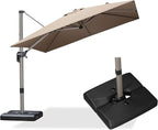 PURPLE LEAF Patio Umbrella with Base Included, 9ft Outdoor Aluminum Cantilever Umbrella with 360° Rotation, Aluminum Large Offset Umbrella for Outdoor Garden Pool, Taupe