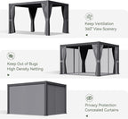 Aoxun Louvered Pergola 10' x 12' Outdoor Aluminum Pergola with Adjustable Top for Decks, Gardens and Backyards, Gray