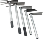 5 PCS Hoe Garden Tool Set, Hoe and Cultivator Hand Tiller, Heavy Duty Digging Hoes, 2 Fork and 3 Fork Hand Tiller for Gardening Weeding Digging Loosening Soil, Carbon Steel