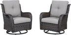 HUMMUH Patio Furniture 5 Pieces Outdoor Furniture Set Wicker Outdoor Sectional Couch with Patio Swivel Rocking Chairs,Ottomans for Patio