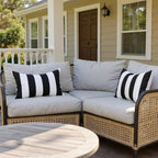 RSH DECOR: Sunbrella Pillow Covers Set of 2 | Covers Only - 20" x 12" | Outdoor Lumbar Pillow Covers Crafted with Sunbrella Performance Fabric | Cabana Classic Black Stripe