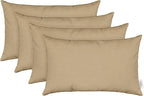 RSH DECOR: Sunbrella Lumbar Throw Pillows Set of 4 | 20" x 12" | Water and Fade-Resistant Performance Fabric | Outdoor Pillow Covers with Down-Alternative Inserts | Canvas Heather Beige