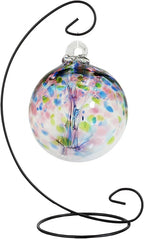 Dale Tiffany AC25004-D4 Rainbow Tree of Life Hand Blown Art Glass Ornament Witch Globe Gazing Ball, Hope, 4" Diameter with Hanging Stand