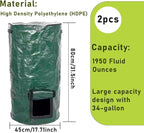 2 Pcs Collapsible Garden Compost Bin, Yard Waste Container Bags, Countertop Compost Tumbler Bin with Lid Kitchen and Outdoor, Outdoor Composting & Yard Waste Bins